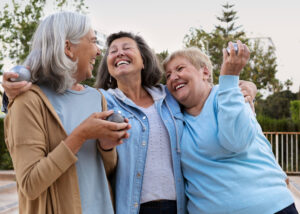 Senior and caregiver enjoying quality time at home